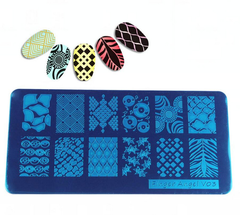 1db Geometric Line Nail Art képbélyegző bélyegző 6*12cm rozsdamentes acél sablonlemez barkácsolás körömnyomat körömlakk bélyegző lemez-5