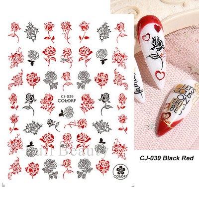 3D piros szív köröm matricák rózsa virág szexi ajkak csúszkák szerető levél lézer köröm fólia matricák Valentin manikűr dekoráció LACJ-038