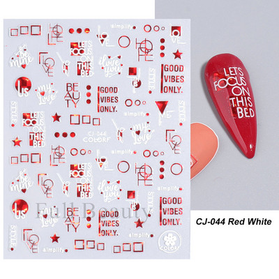 3D piros szív köröm matricák rózsa virág szexi ajkak csúszkák szerető levél lézer köröm fólia matricák Valentin manikűr dekoráció LACJ-038