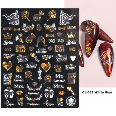 3D piros szív köröm matricák rózsa virág szexi ajkak csúszkák szerető levél lézer köröm fólia matricák Valentin manikűr dekoráció LACJ-038