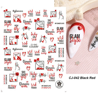 3D piros szív köröm matricák rózsa virág szexi ajkak csúszkák szerető levél lézer köröm fólia matricák Valentin manikűr dekoráció LACJ-038