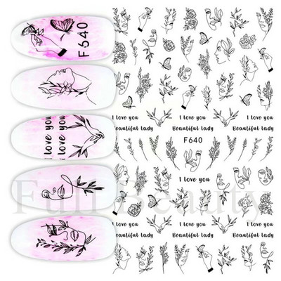 3D piros szív köröm matricák rózsa virág szexi ajkak csúszkák szerető levél lézer köröm fólia matricák Valentin manikűr dekoráció LACJ-038