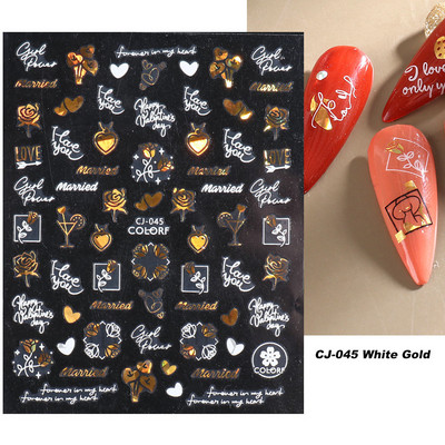 3D piros szív köröm matricák rózsa virág szexi ajkak csúszkák szerető levél lézer köröm fólia matricák Valentin manikűr dekoráció LACJ-038