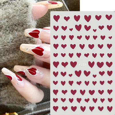 3D piros szív köröm matricák rózsa virág szexi ajkak csúszkák szerető levél lézer köröm fólia matricák Valentin manikűr dekoráció LACJ-038