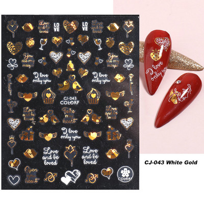 3D piros szív köröm matricák rózsa virág szexi ajkak csúszkák szerető levél lézer köröm fólia matricák Valentin manikűr dekoráció LACJ-038