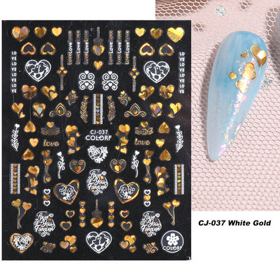 3D piros szív köröm matricák rózsa virág szexi ajkak csúszkák szerető levél lézer köröm fólia matricák Valentin manikűr dekoráció LACJ-038