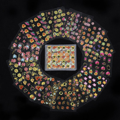 50 lapos körömmatrica 3D virágos körömmatrica matrica véletlenszerű mintás öntapadó körömmatrica dekor 50 db körömmatrica