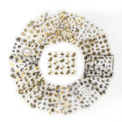 50 lapos körömmatrica 3D virágos körömmatrica matrica véletlenszerű mintás öntapadó körömmatrica dekor 50 db körömmatrica