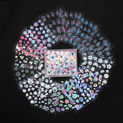 50 lapos körömmatrica 3D virágos körömmatrica matrica véletlenszerű mintás öntapadó körömmatrica dekor 50 db körömmatrica