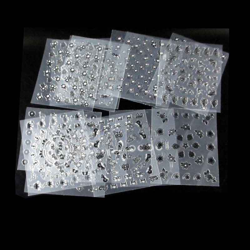 50 lapos körömmatrica 3D virágos körömmatrica matrica véletlenszerű mintás öntapadó körömmatrica dekor 50 db körömmatrica