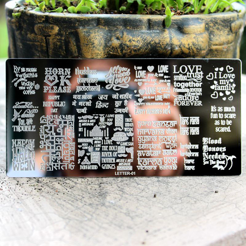 Új körömbélyegző lemez betűmintás körömdíszítés bélyegzősablon képtábla manikűrös bélyegző dekorációs eszközök