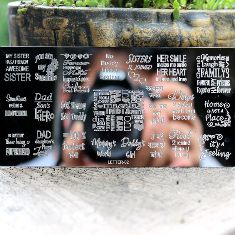 Új körömbélyegző lemez betűmintás körömdíszítés bélyegzősablon képtábla manikűrös bélyegző dekorációs eszközök