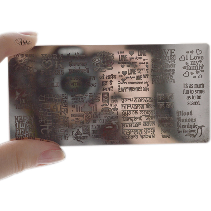 Új körömbélyegző lemez betűmintás körömdíszítés bélyegzősablon képtábla manikűrös bélyegző dekorációs eszközök