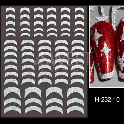 Fényvisszaverő ezüst csillogó matricák 3D köröm matricák holografikus örvénylő csíkok vonalak francia dizájn manikűr dekoráció BEH-232