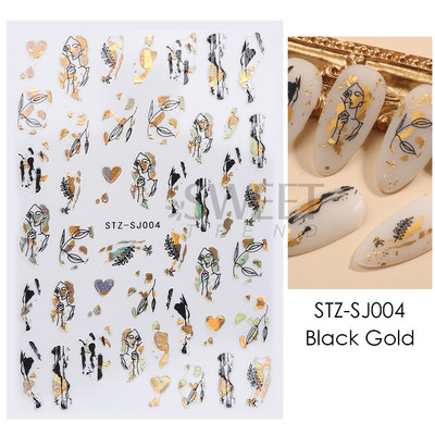 Fényvisszaverő ezüst csillogó matricák 3D köröm matricák holografikus örvénylő csíkok vonalak francia dizájn manikűr dekoráció BEH-232