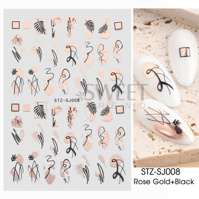 Fényvisszaverő ezüst csillogó matricák 3D köröm matricák holografikus örvénylő csíkok vonalak francia dizájn manikűr dekoráció BEH-232