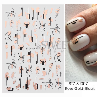 Fényvisszaverő ezüst csillogó matricák 3D köröm matricák holografikus örvénylő csíkok vonalak francia dizájn manikűr dekoráció BEH-232