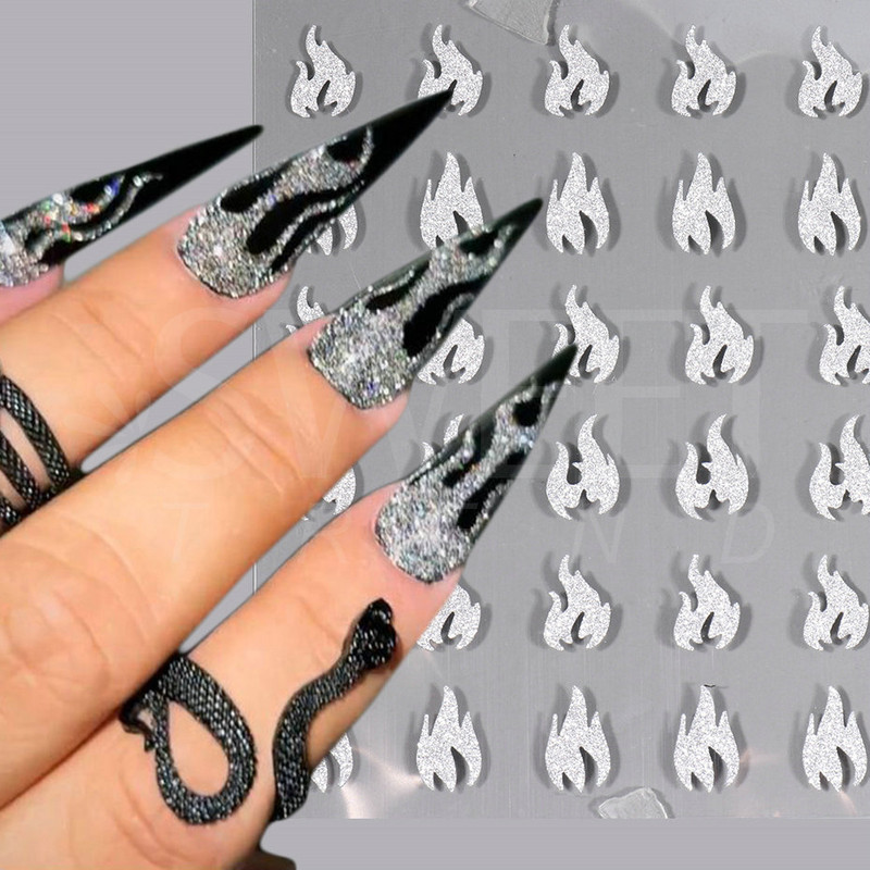 Fényvisszaverő ezüst csillogó matricák 3D köröm matricák holografikus örvénylő csíkok vonalak francia dizájn manikűr dekoráció BEH-232