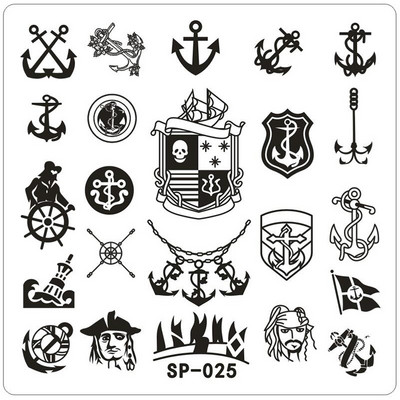 Bohóchal Víz alatti Word Rajzfilm Bélyegző köröm készlet Sablon Képtábla 6 cm Stencil Eszközök Szépségszalonhoz