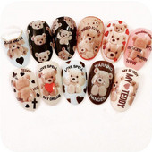 3 db/csomag Színes Kis Medve Barna Medve Jézus Szűz körömmatricák 3D körömnövelő matrica hátragasztóval barkácsoláshoz