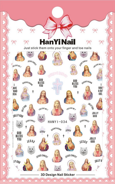 3 db/csomag Színes Kis Medve Barna Medve Jézus Szűz körömmatricák 3D körömnövelő matrica hátragasztóval barkácsoláshoz