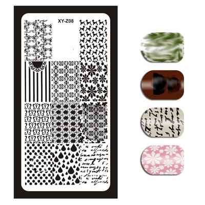 2020-as rozsdamentes acél bélyegzőlemez sablon francia karácsonyi hóember jávorszarvas virágok körömbélyegző eszköz manikűr sablon 12x6cm