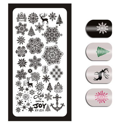 2020-as rozsdamentes acél bélyegzőlemez sablon francia karácsonyi hóember jávorszarvas virágok körömbélyegző eszköz manikűr sablon 12x6cm