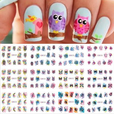 12 féle Bagoly Aranyos Rajzfilm Köröm Vízmatrica Matricák Manikűr Transzfer körömdíszítések Ragasztófóliák Barkácseszköz CHBN1153-1164