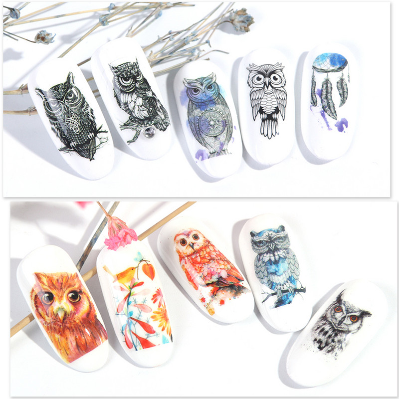 12 féle Bagoly Aranyos Rajzfilm Köröm Vízmatrica Matricák Manikűr Transzfer körömdíszítések Ragasztófóliák Barkácseszköz CHBN1153-1164