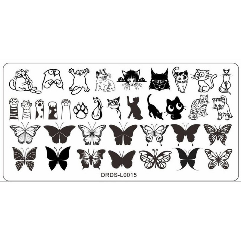 1db Nail Art Wild Animal Bélyegzőlemezek 12*6cm Wild Beast sablon Lemezek Bélyegző Köröm Transzfer sablon Nyomtató Köröm Szerszám J36#