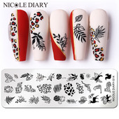 NICOLE NAPLÓ Tigris Leopárd bélyegzőlemezek Hókarácsonyi bélyegzés körmökhöz Szívlevél Design Nyomtatási sablon bélyegzősablonok