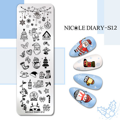 NICOLE NAPLÓ Tigris Leopárd bélyegzőlemezek Hókarácsonyi bélyegzés körmökhöz Szívlevél Design Nyomtatási sablon bélyegzősablonok