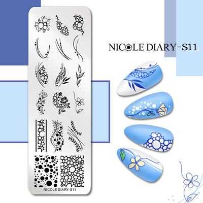 NICOLE NAPLÓ Tigris Leopárd bélyegzőlemezek Hókarácsonyi bélyegzés körmökhöz Szívlevél Design Nyomtatási sablon bélyegzősablonok