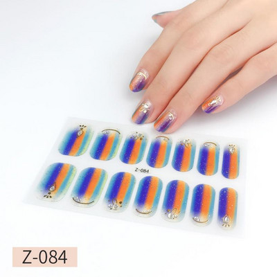 14Tipp Japán stílusú 3D Dombornyomott körömdísz matricák Virágok Csillogó Design Teljes körömpakolások Ragasztó csúszkák Dekorációs Manikűr