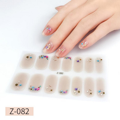 14Tipp Japán stílusú 3D Dombornyomott körömdísz matricák Virágok Csillogó Design Teljes körömpakolások Ragasztó csúszkák Dekorációs Manikűr