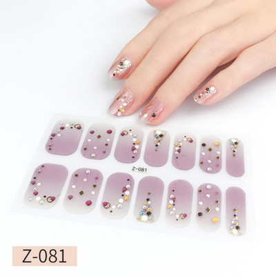 14Tipp Japán stílusú 3D Dombornyomott körömdísz matricák Virágok Csillogó Design Teljes körömpakolások Ragasztó csúszkák Dekorációs Manikűr
