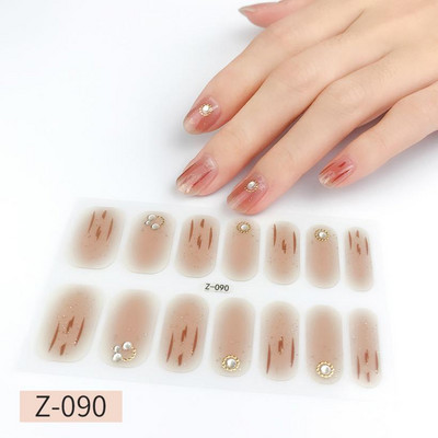 14Tipp Japán stílusú 3D Dombornyomott körömdísz matricák Virágok Csillogó Design Teljes körömpakolások Ragasztó csúszkák Dekorációs Manikűr