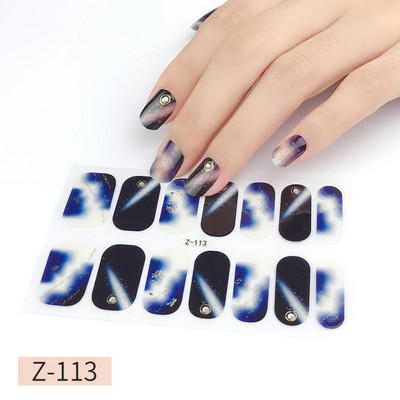 14Tipp Japán stílusú 3D Dombornyomott körömdísz matricák Virágok Csillogó Design Teljes körömpakolások Ragasztó csúszkák Dekorációs Manikűr