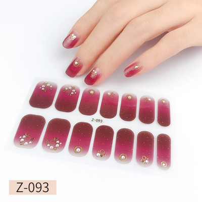 14Tipp Japán stílusú 3D Dombornyomott körömdísz matricák Virágok Csillogó Design Teljes körömpakolások Ragasztó csúszkák Dekorációs Manikűr