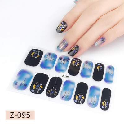 14Tipp Japán stílusú 3D Dombornyomott körömdísz matricák Virágok Csillogó Design Teljes körömpakolások Ragasztó csúszkák Dekorációs Manikűr
