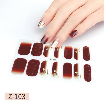 14Tipp Japán stílusú 3D Dombornyomott körömdísz matricák Virágok Csillogó Design Teljes körömpakolások Ragasztó csúszkák Dekorációs Manikűr