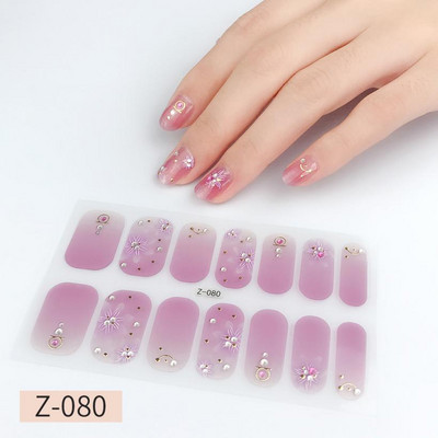 14Tipp Japán stílusú 3D Dombornyomott körömdísz matricák Virágok Csillogó Design Teljes körömpakolások Ragasztó csúszkák Dekorációs Manikűr