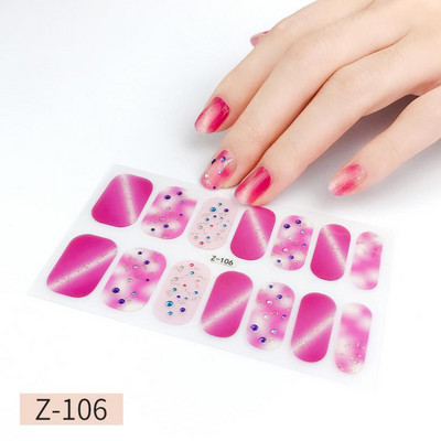 14Tipp Japán stílusú 3D Dombornyomott körömdísz matricák Virágok Csillogó Design Teljes körömpakolások Ragasztó csúszkák Dekorációs Manikűr