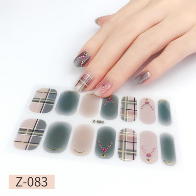 14Tipp Japán stílusú 3D Dombornyomott körömdísz matricák Virágok Csillogó Design Teljes körömpakolások Ragasztó csúszkák Dekorációs Manikűr