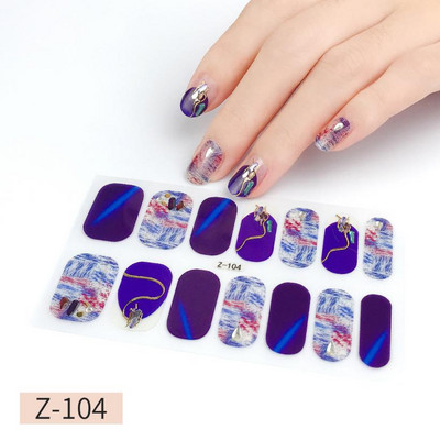 14Tipp Japán stílusú 3D Dombornyomott körömdísz matricák Virágok Csillogó Design Teljes körömpakolások Ragasztó csúszkák Dekorációs Manikűr