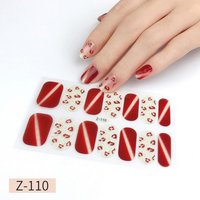 14Tipp Japán stílusú 3D Dombornyomott körömdísz matricák Virágok Csillogó Design Teljes körömpakolások Ragasztó csúszkák Dekorációs Manikűr