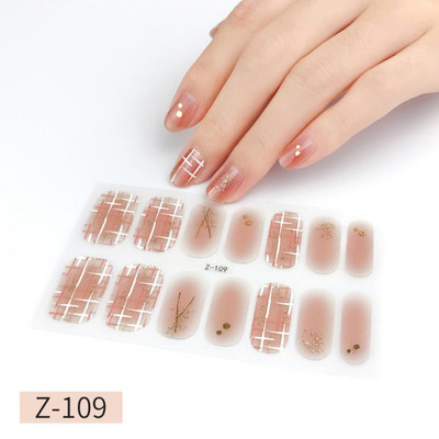 14Tipp Japán stílusú 3D Dombornyomott körömdísz matricák Virágok Csillogó Design Teljes körömpakolások Ragasztó csúszkák Dekorációs Manikűr