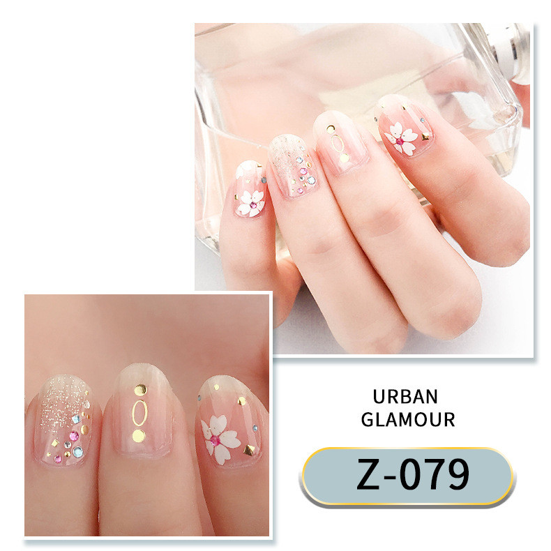 14Tipp Japán stílusú 3D Dombornyomott körömdísz matricák Virágok Csillogó Design Teljes körömpakolások Ragasztó csúszkák Dekorációs Manikűr