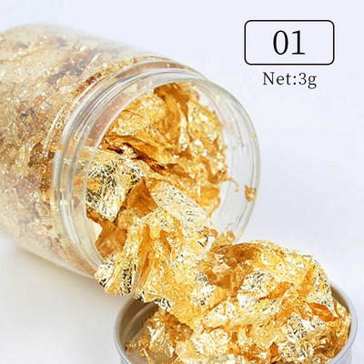 Arany ezüst szabálytalan alumínium fólia papír körömdíszítő matrica körömfólia 3D csillogó barkács manikűr UV gél lakk körömdíszítő eszközök
