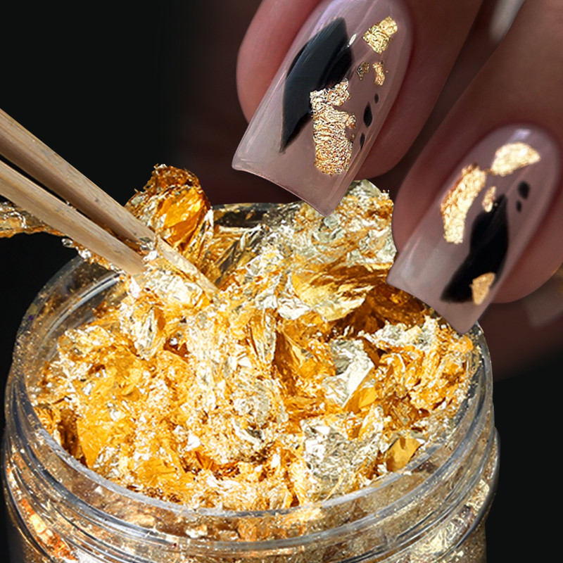 Arany ezüst szabálytalan alumínium fólia papír körömdíszítő matrica körömfólia 3D csillogó barkács manikűr UV gél lakk körömdíszítő eszközök